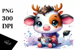 Cow with Reindeer Horns, Transparent PNG Product Image 1
