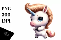 Baby Unicorn Posing as Johny Bravo | Clipart Product Image 3