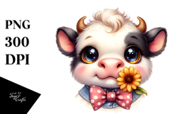 Enthusiastic Baby Cow with Hay Straw PNG Product Image 1