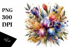 Colorful Abstract Bouquet with Gold Foil | Clipart Product Image 1