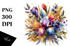 Colorful Abstract Bouquet with Gold Foil | Clipart Product Image 1