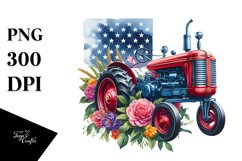 Vintage Vibrant Tractor with Flowers | Clipart Product Image 1