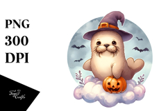 Cute Baby Walrus Dressed for Halloween PNG Product Image 1