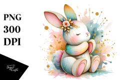 Colorful Bunny Made of Wood with Golden Insertions Product Image 1