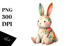 Colorful Wood Bunny PNG Product Image 1