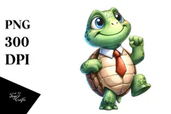 Cartoony Watercolor Turtle PNG Product Image 1