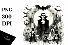 Vintage Simple Dracula Halloween PNG Product Image 1