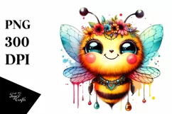 Funny Cute Bee Portrait Dripping in the Wind | Clipart Product Image 3