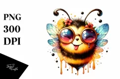 Funny Cute Bee Portrait Dripping in the Wind | Clipart Product Image 1