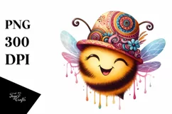 Funny Cute Bee Portrait Dripping in the Wind | Clipart Product Image 1