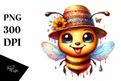 Funny Cute Bee Portrait Dripping in the Wind | Clipart Product Image 3
