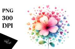 Colorful Simple Boho Flower with Heart Petals PNG Product Image 1