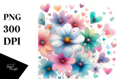 Colorful Boho Flower with Heart Petals PNG Product Image 1
