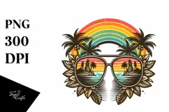 Vintage Sunglasses with Rainbow, PNG Product Image 1
