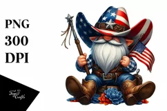 Watercolor Patriotic Cowboy Gnome Clipart Product Image 3