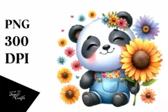 Whimsical Sun Flowers, Cute Baby Panda | Sublimation | Product Image 3