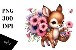Detailed Baby Deer Watercolor Clipart Product Image 1
