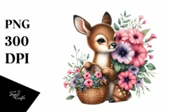 Detailed Baby Deer Watercolor Clipart Product Image 1