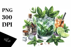 Watercolor Mint Julep Clipart Product Image 3