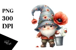 Gnome with Poppy Bucket PNG Product Image 1