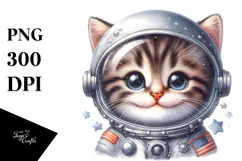 Energetic Kitten with Astronaut Helmet, Clipart PNG Product Image 1