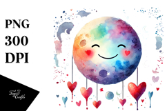 Smiling Moon with Hearts, Creative PNG Product Image 1