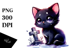 Cute Black Cat, Baby, Graves Clipart Product Image 1