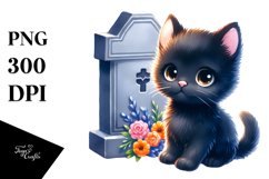 Cute Black Cat, Baby, Graves Clipart Product Image 1