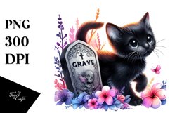 Cute Black Cat, Baby, Graves Clipart Product Image 1