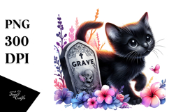 Cute Black Cat, Baby, Graves Clipart Product Image 1