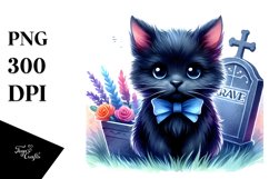 Cute Black Cat, Baby, Graves Clipart Product Image 1