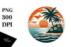 Retro Tropical Island Sunset, 20 oz Tumbler Product Image 1