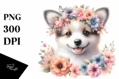Cute Baby Dog Watercolor Clipart Product Image 3