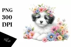 Cute Baby Dog Watercolor Clipart Product Image 1
