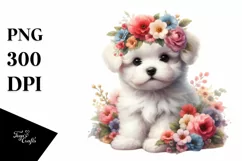 Cute Baby Dog Watercolor Clipart Product Image 3