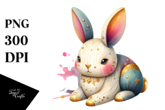 Wooden Bunny with Golden Insertions PNG Product Image 1