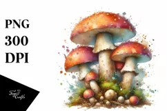 Pastel Mushroom Watercolor Splash PNG Product Image 3