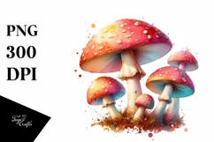 Pastel Mushroom Watercolor Splash PNG Product Image 3