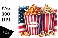 Whimsical Flowers, Popcorn and USA Flag | Sublimation | Product Image 1