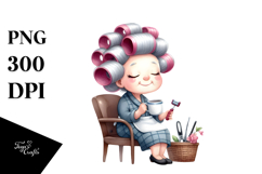 Old Lady Watercolor Character Chair Mug | Clipart Product Image 1