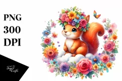 Cartoon-Style Watercolor Squirrel, Transparent PNG Product Image 1