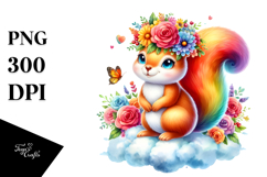 Cartoon-Style Watercolor Squirrel, Transparent PNG Product Image 1