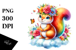 Cartoon-Style Watercolor Squirrel, Transparent PNG Product Image 1