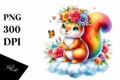 Cartoon-Style Watercolor Squirrel, Transparent PNG Product Image 3