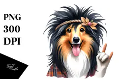 Collie Rock Star Funny Haircut WREATH | Sublimation | Product Image 1