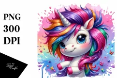 Cute Baby Unicorn Playing, Summer PNG Product Image 3