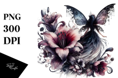 Whimsical Gothic Fairy on Flower PNG Product Image 1