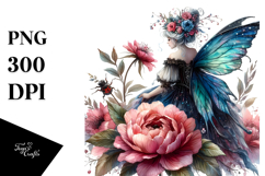 Creative Gothic Fairy on Flower PNG Product Image 1