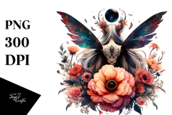 Whimsical Gothic Fairy on Flower PNG Product Image 1
