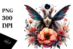 Whimsical Gothic Fairy on Flower PNG Product Image 1